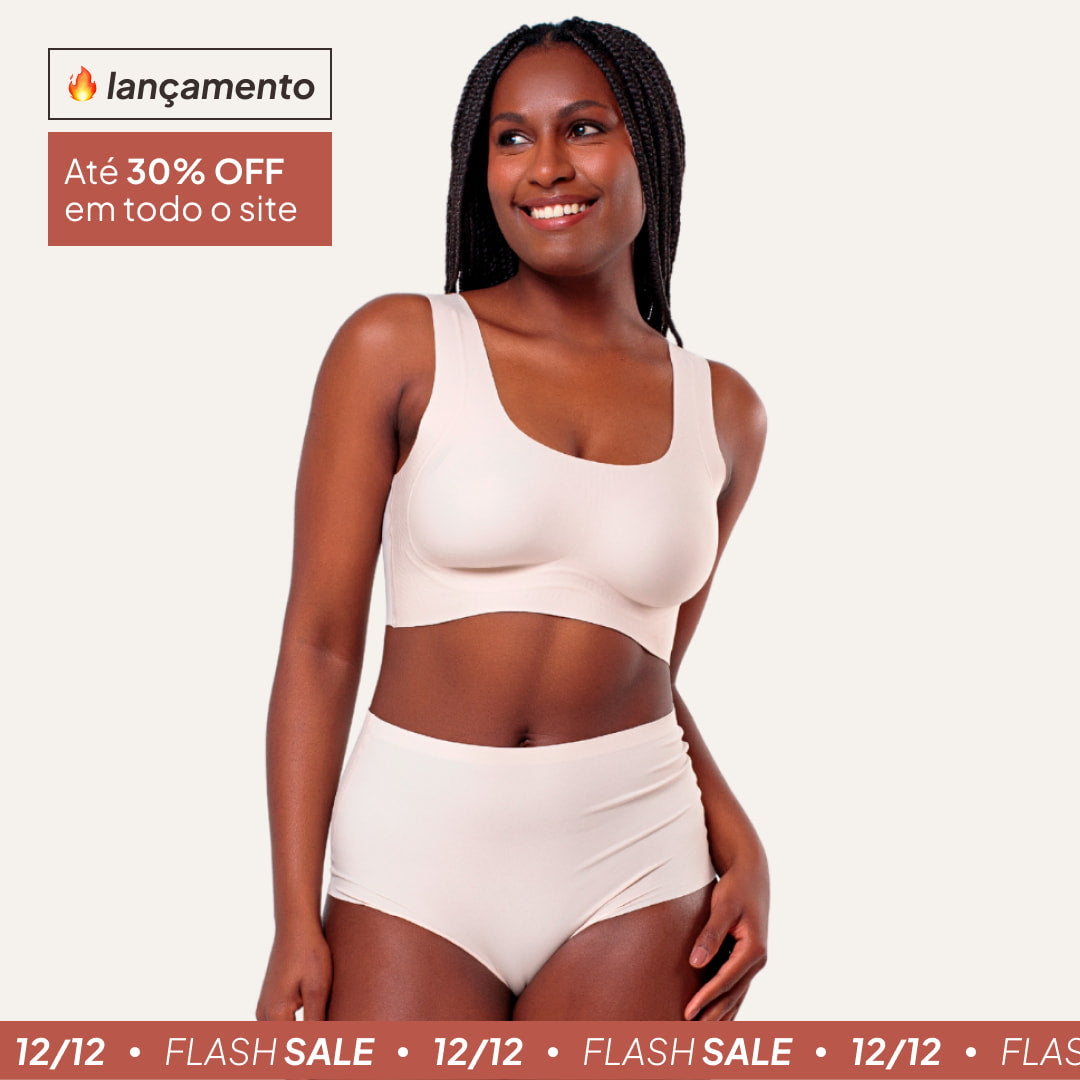 Kit Top e Calcinha Cós Alto Segunda Pele Skin UP - 12.12