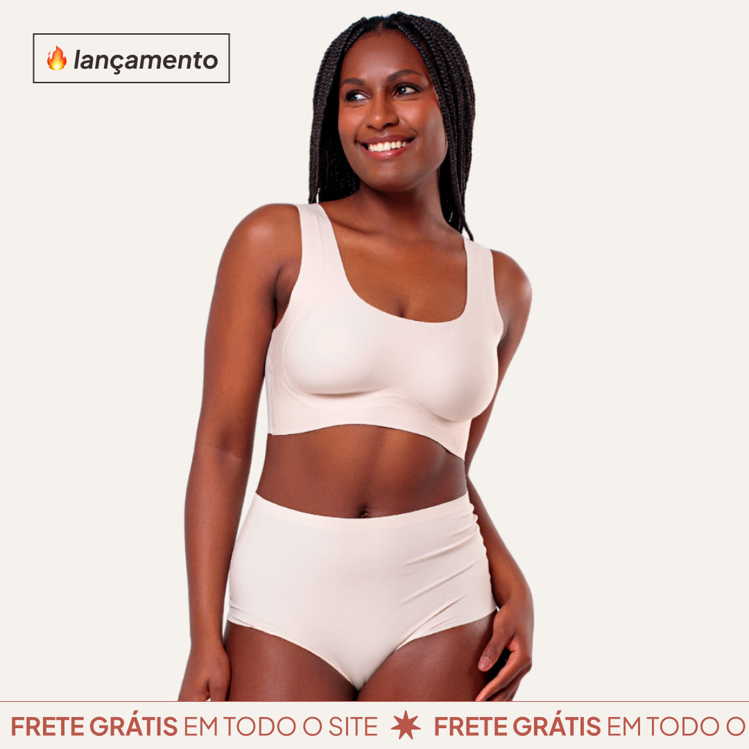 Kit Top e Calcinha Cós Alto Segunda Pele Skin UP